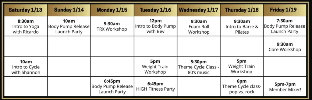 a white and gold calendar with black text